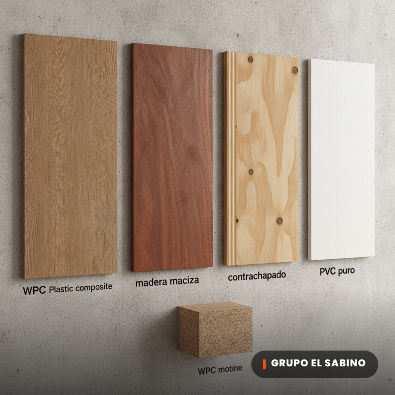 WPC vs. madera maciza, contrachapado y PVC puro